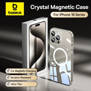 Baseus Crystal Pro Magnetic Phone Case Ultra-Thin Clear Anti-Yellowing for iPhone 16/15/14/13/12 Series