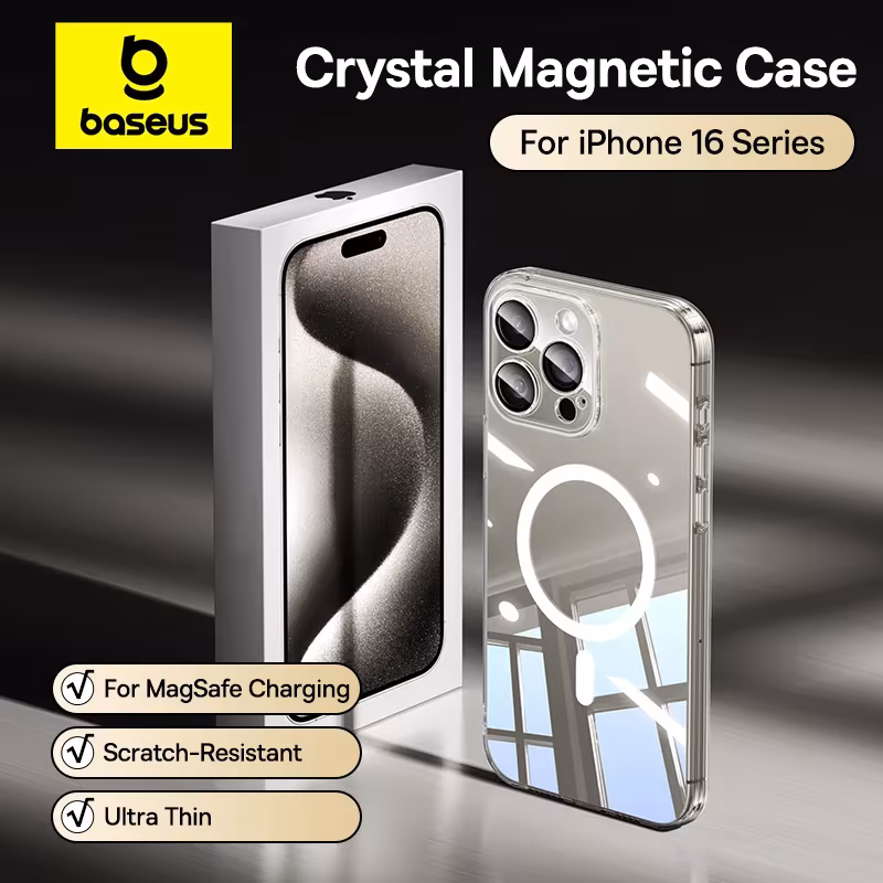 Baseus Crystal Pro Magnetic Phone Case Ultra-Thin Clear Anti-Yellowing for iPhone 16/15/14/13/12 Series Baseus Crystal Pro Magnetic Phone Case Ultra-Thin Clear Anti-Yellowing for iPhone 16/15/14/13/12 Series