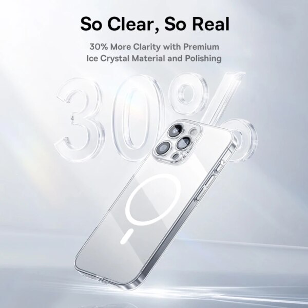 Baseus Crystal Pro Magnetic Phone Case Ultra-Thin Clear Anti-Yellowing for iPhone 16/15/14/13/12 Series - Image 2