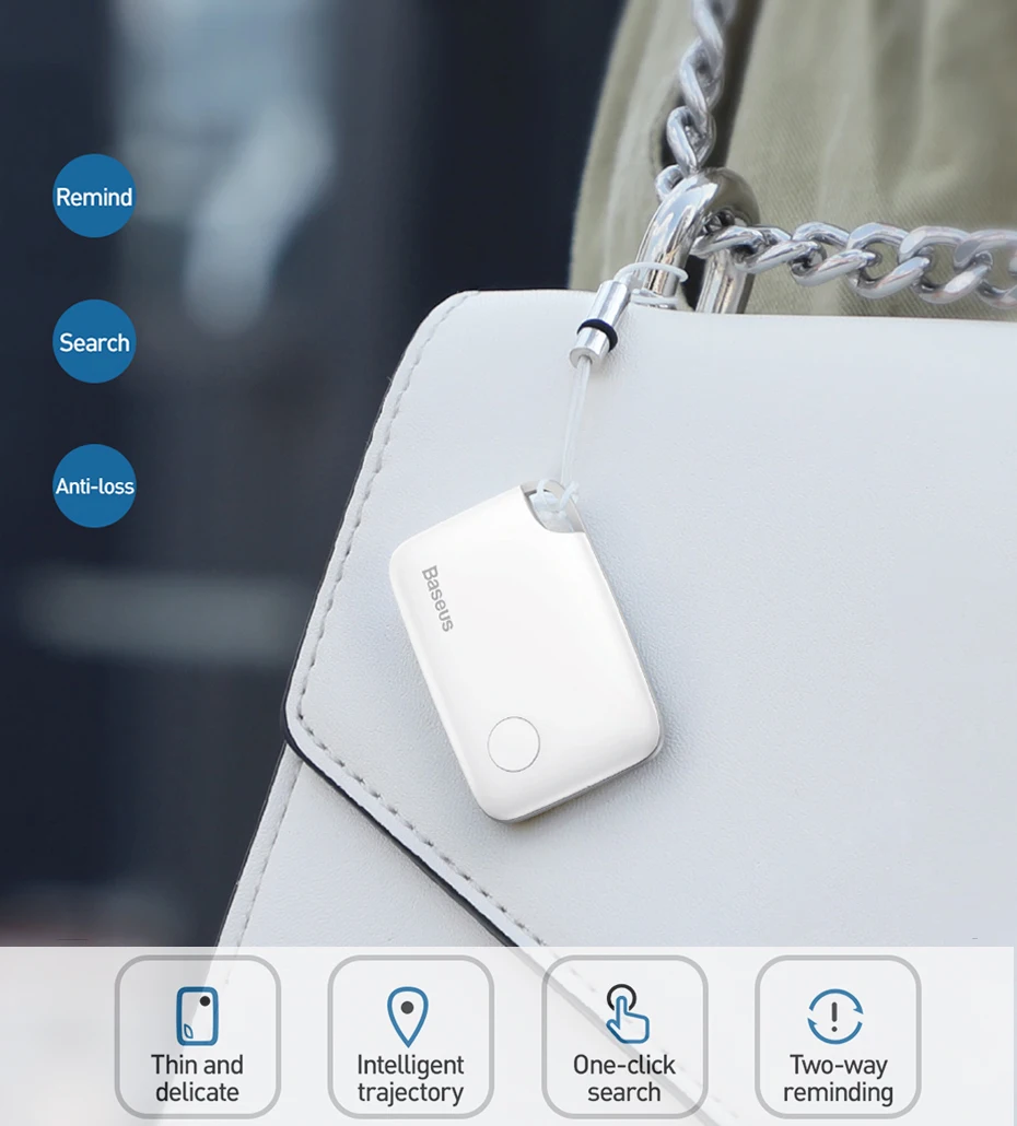 Baseus Wireless Smart Tracker Anti-Lost Alarm Key Finder Child Bag Wallet Finder Security Alarm Portable APP GPS Record Tracker