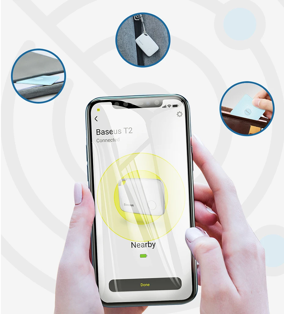 Baseus Wireless Smart Tracker Anti-Lost Alarm Key Finder Child Bag Wallet Finder Security Alarm Portable APP GPS Record Tracker
