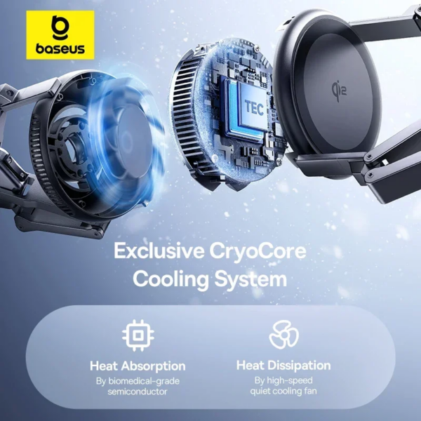 Baseus EnerFill FS41 3-in-1 Wireless Charging Stand with TEC CryoCore Cooling 15W for iPhone - Image 5