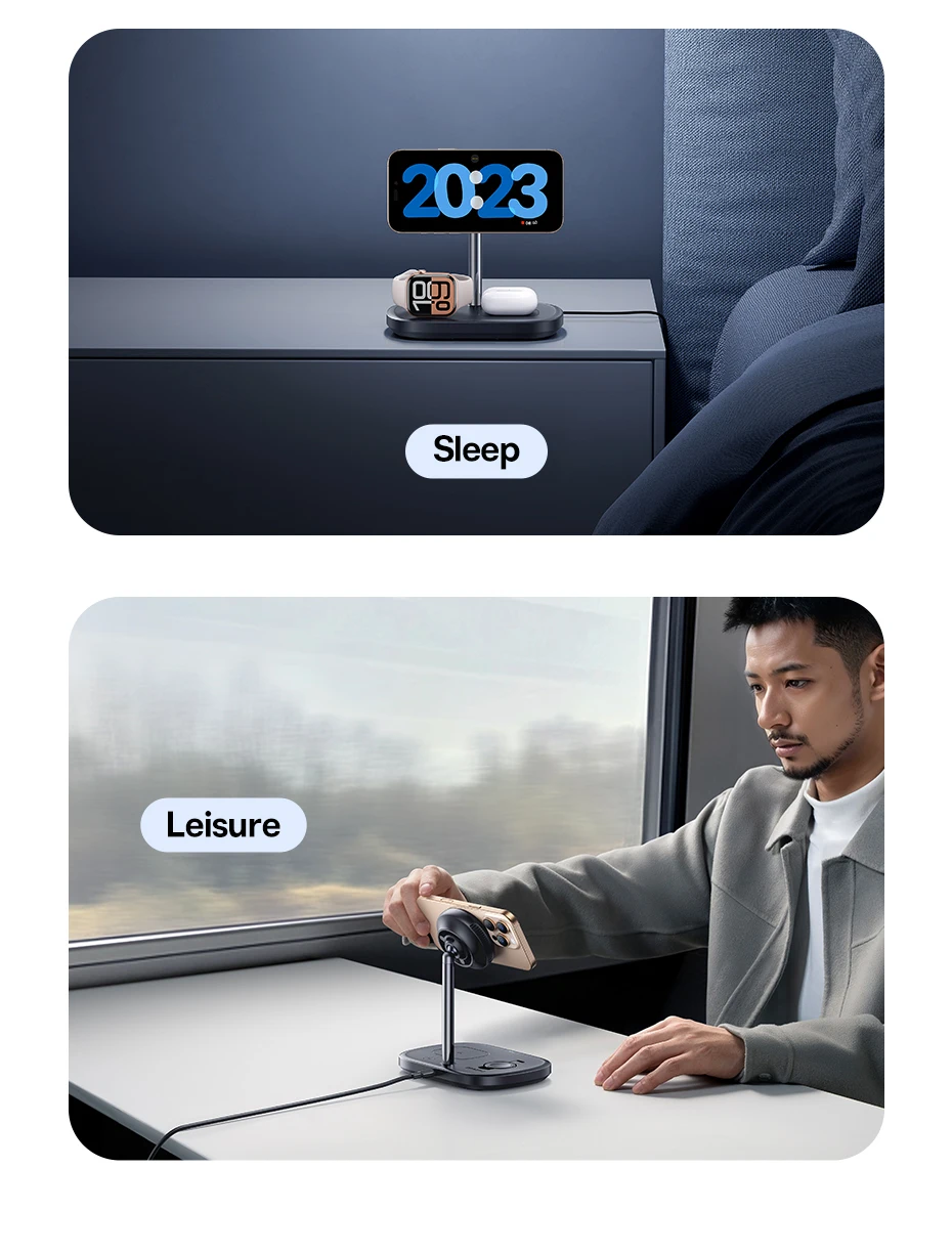 Baseus 22.5W 3-in-1 Wireless Charger Stand Qi2 15W Magnetic Fast Charging TEC Cooling For iPhone 16 15 14 AirPods Apple Watch