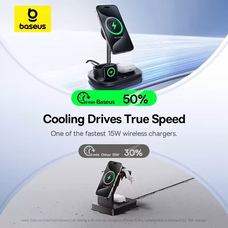 Baseus EnerFill FS41 3-in-1 Wireless Charging Stand with TEC CryoCore Cooling 15W for iPhone Baseus EnerFill FS41 3-in-1 Wireless Charging Stand with TEC CryoCore Cooling 15W for iPhone - Image 3