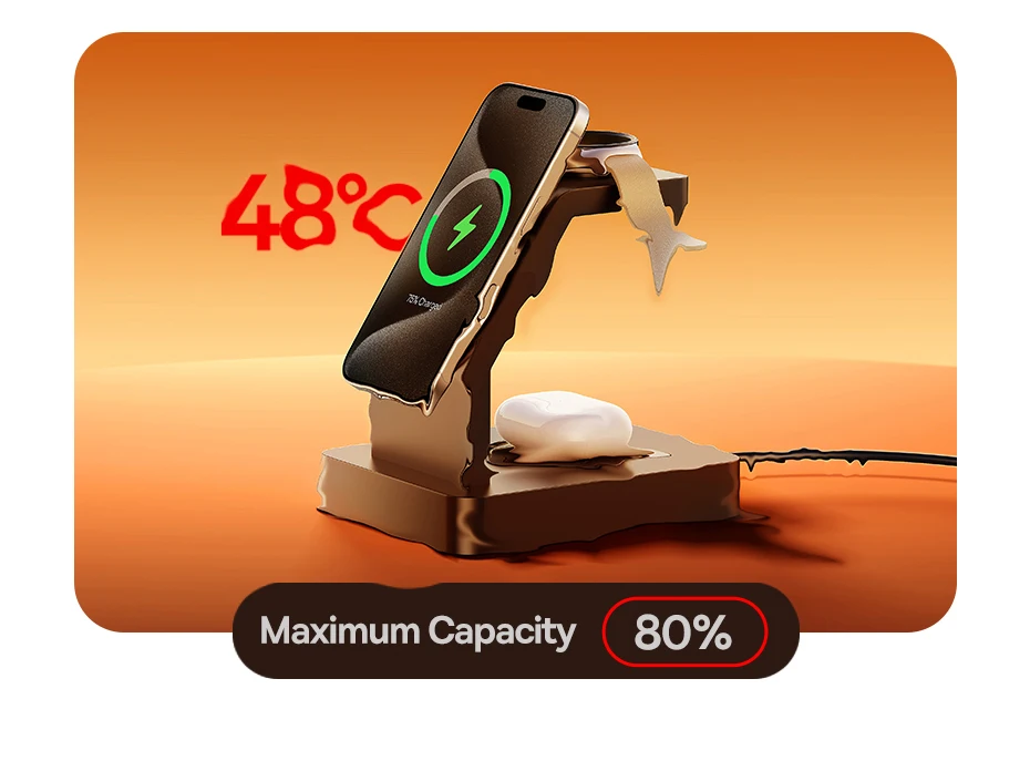 Baseus 22.5W 3-in-1 Wireless Charger Stand Qi2 15W Magnetic Fast Charging TEC Cooling For iPhone 16 15 14 AirPods Apple Watch