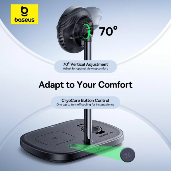 Baseus EnerFill FS41 3-in-1 Wireless Charging Stand with TEC CryoCore Cooling 15W for iPhone - Image 6