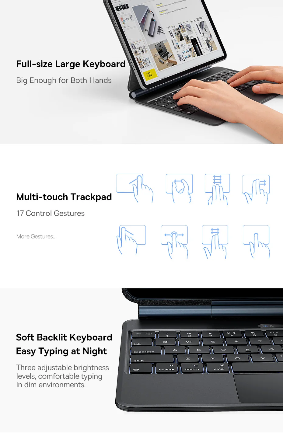 Baseus for iPad 2018-2024 Magic Keyboard Bluetooth for iPad Pro Air 4 Air 5 Air 6 11 10.9 12.9 13 inch Smart Cover Magnetic Case