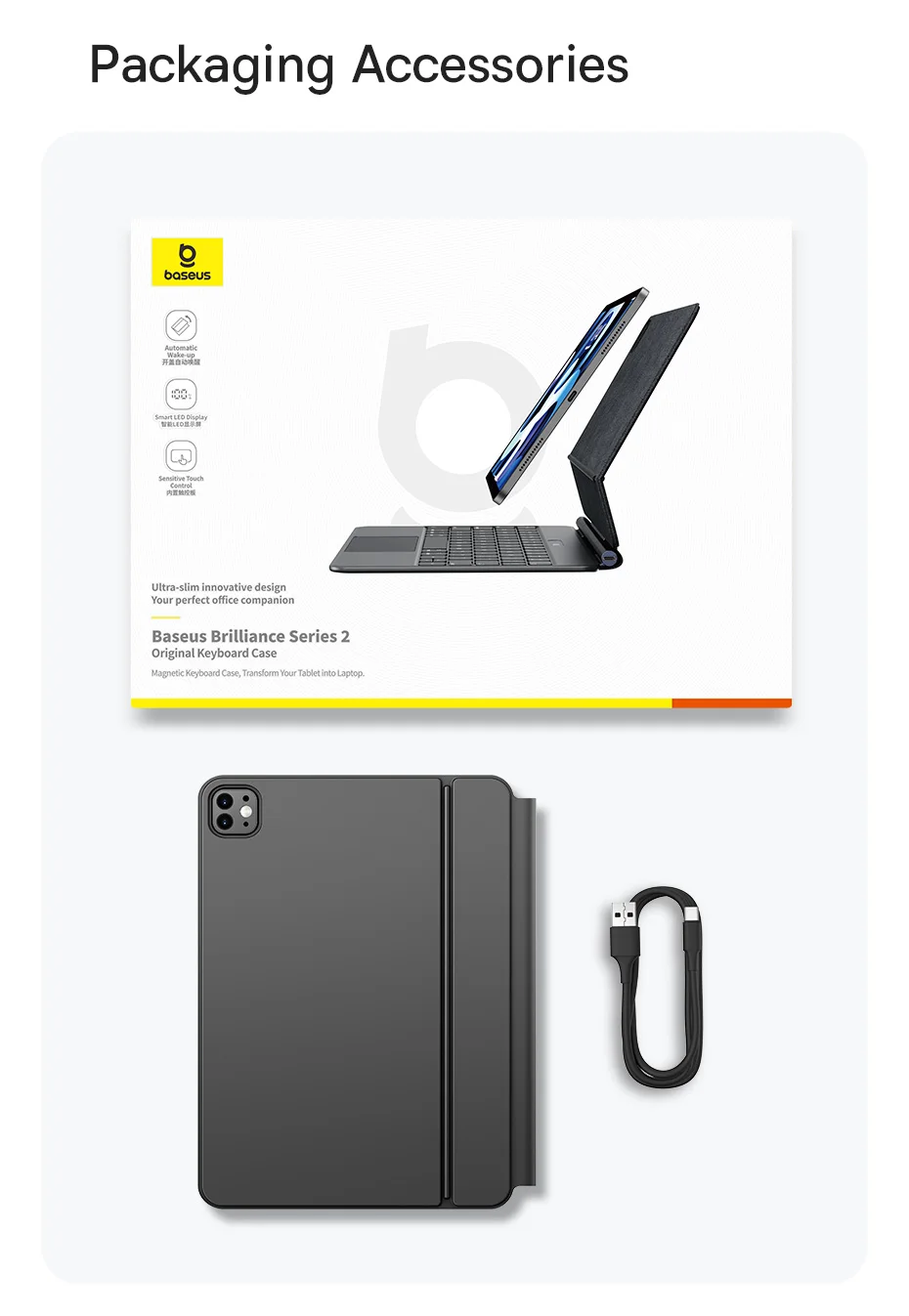 Baseus for iPad 2018-2024 Magic Keyboard Bluetooth for iPad Pro Air 4 Air 5 Air 6 11 10.9 12.9 13 inch Smart Cover Magnetic Case
