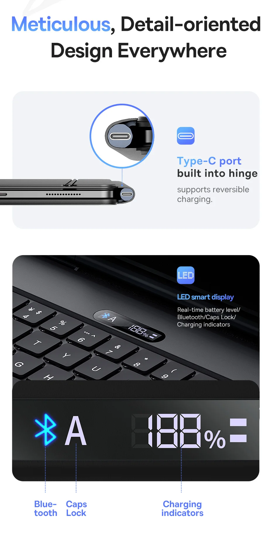 Baseus for iPad 2018-2024 Magic Keyboard Bluetooth for iPad Pro Air 4 Air 5 Air 6 11 10.9 12.9 13 inch Smart Cover Magnetic Case