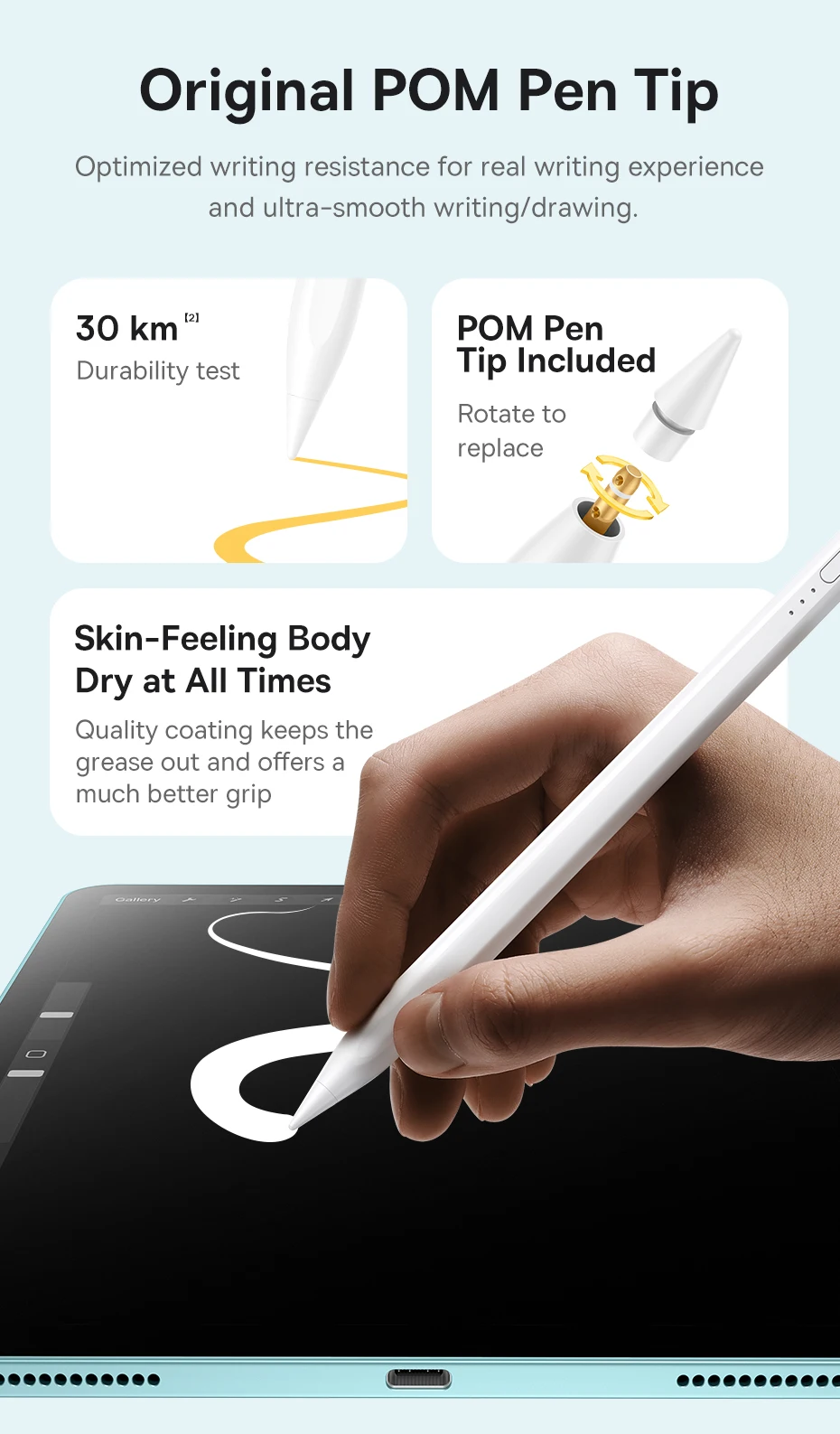 Baseus 3rd Gen Bluetooth Stylus for Apple Pencil Palm Rejection Compatible with iPad pro Mini Air 2024 2022-2018 for Apple Pen