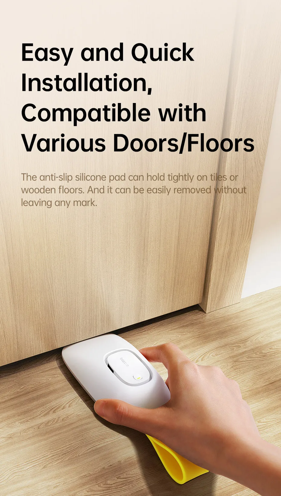 Baseus Door Stopper Alarm Home Security Anti-theft Portable Pressure Door Stop Block Hotel Travel Safety Protection Sound Alarm