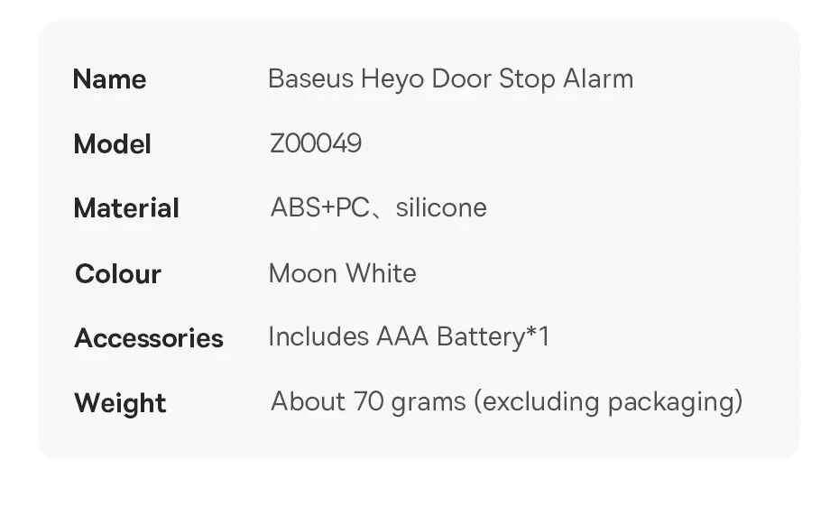 Baseus Door Stopper Alarm Home Security Anti-theft Portable Pressure Door Stop Block Hotel Travel Safety Protection Sound Alarm