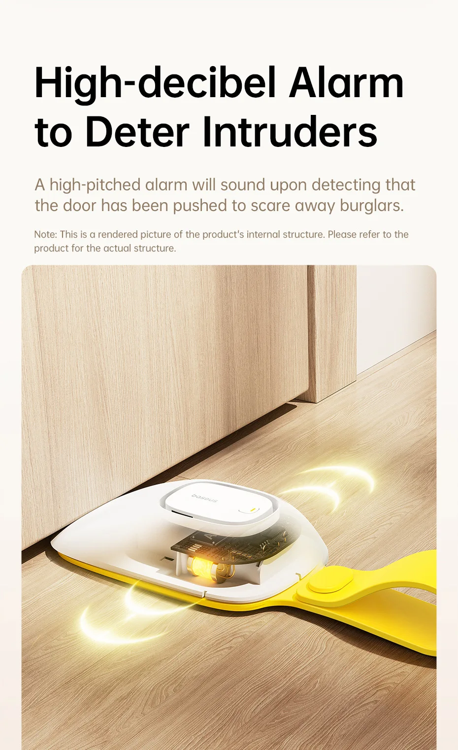 Baseus Door Stopper Alarm Home Security Anti-theft Portable Pressure Door Stop Block Hotel Travel Safety Protection Sound Alarm
