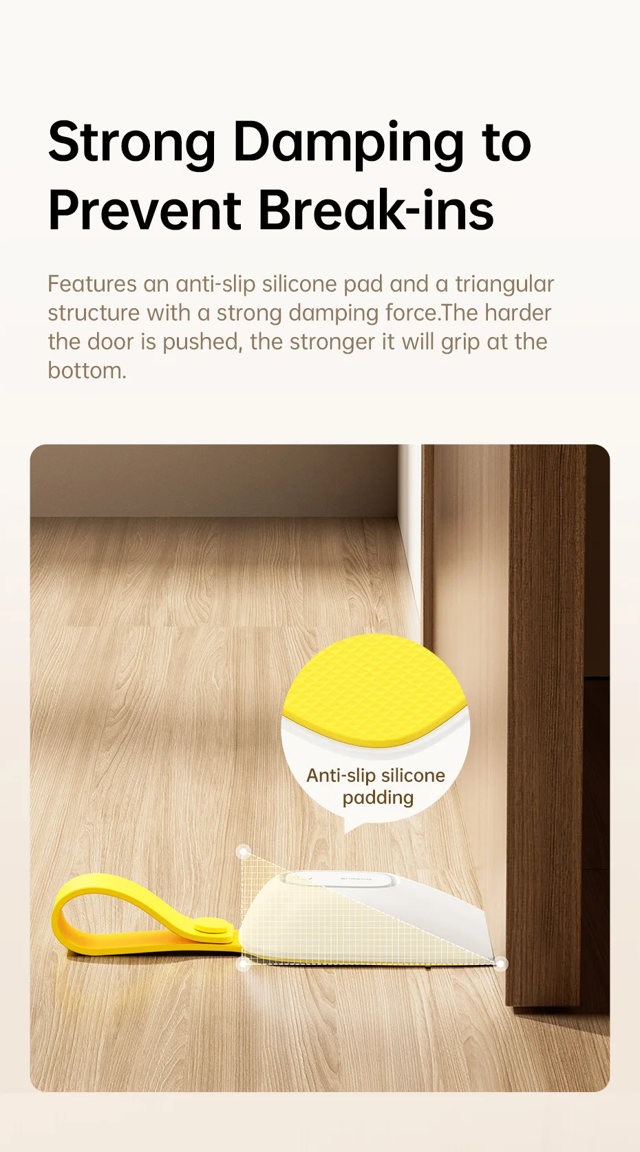 Baseus Door Stopper Alarm Home Security Anti-theft Portable Pressure Door Stop Block Hotel Travel Safety Protection Sound Alarm