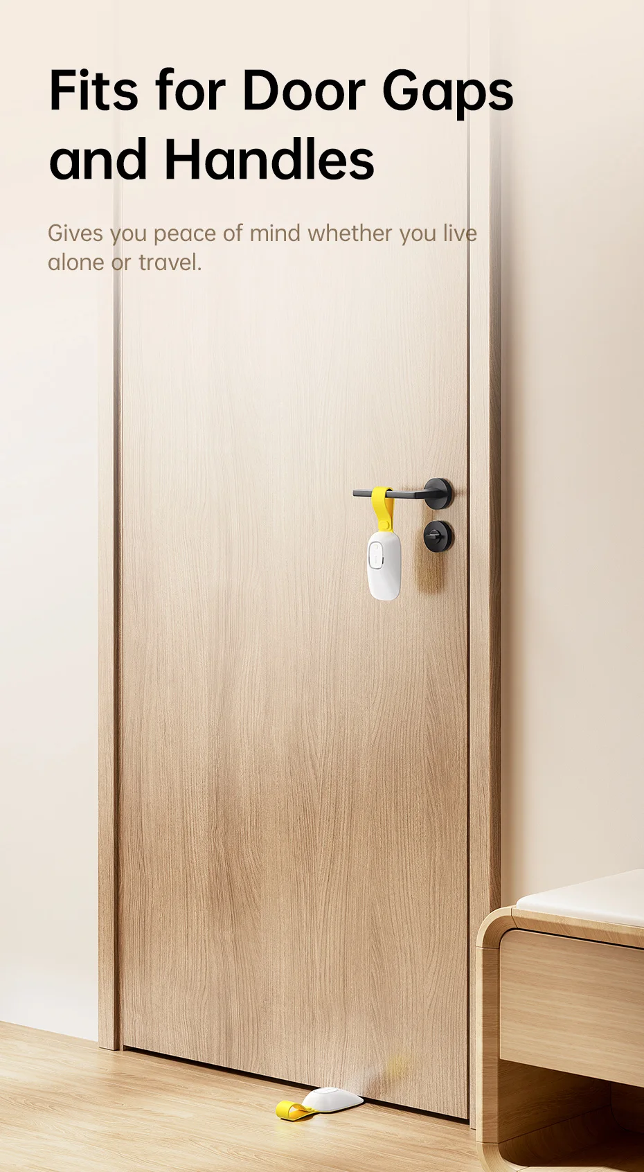 Baseus Door Stopper Alarm Home Security Anti-theft Portable Pressure Door Stop Block Hotel Travel Safety Protection Sound Alarm