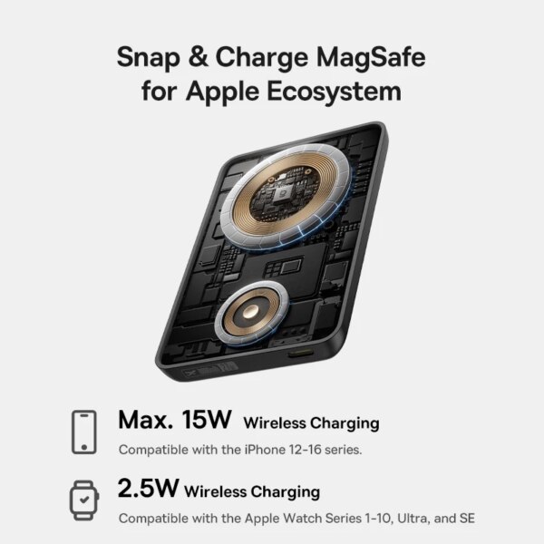 Baseus EnerFill FT11 2-in-1 Magnetic Power Bank 10000mAh 27W for iPhone and Apple Watch - Image 6
