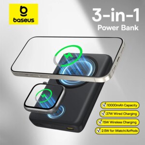 Baseus EnerFill FT11 2-in-1 Magnetic Power Bank 10000mAh 27W for iPhone and Apple Watch
