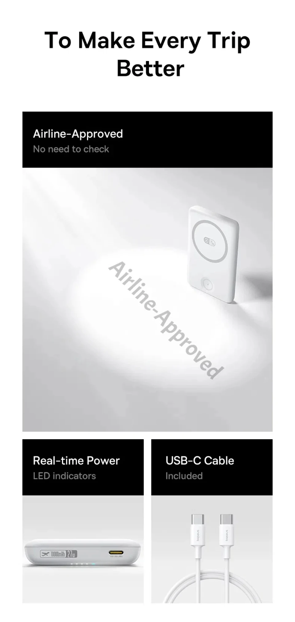 Baseus 27W Magnetic Power Bank 10000mAh 15W Wireless Charging External Battery For iPhone iWatch AirPods Samsung Xiaomi Poco