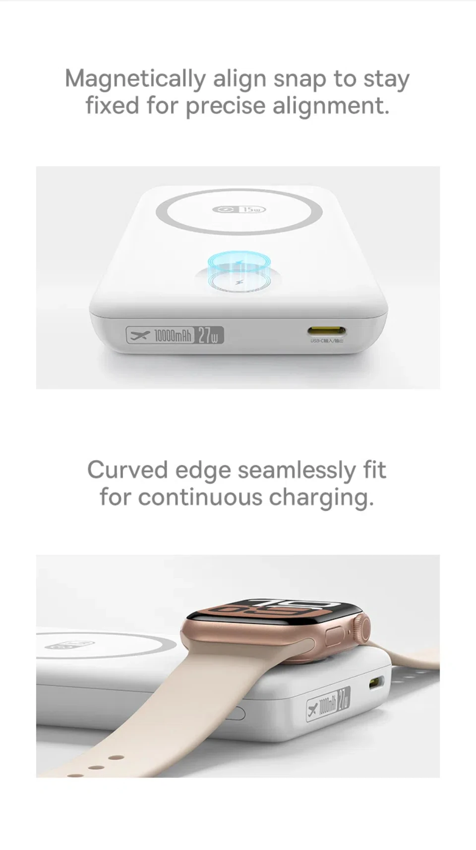 Baseus 27W Magnetic Power Bank 10000mAh 15W Wireless Charging External Battery For iPhone iWatch AirPods Samsung Xiaomi Poco