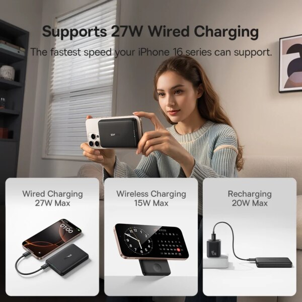 Baseus EnerFill FT11 2-in-1 Magnetic Power Bank 10000mAh 27W for iPhone and Apple Watch - Image 4