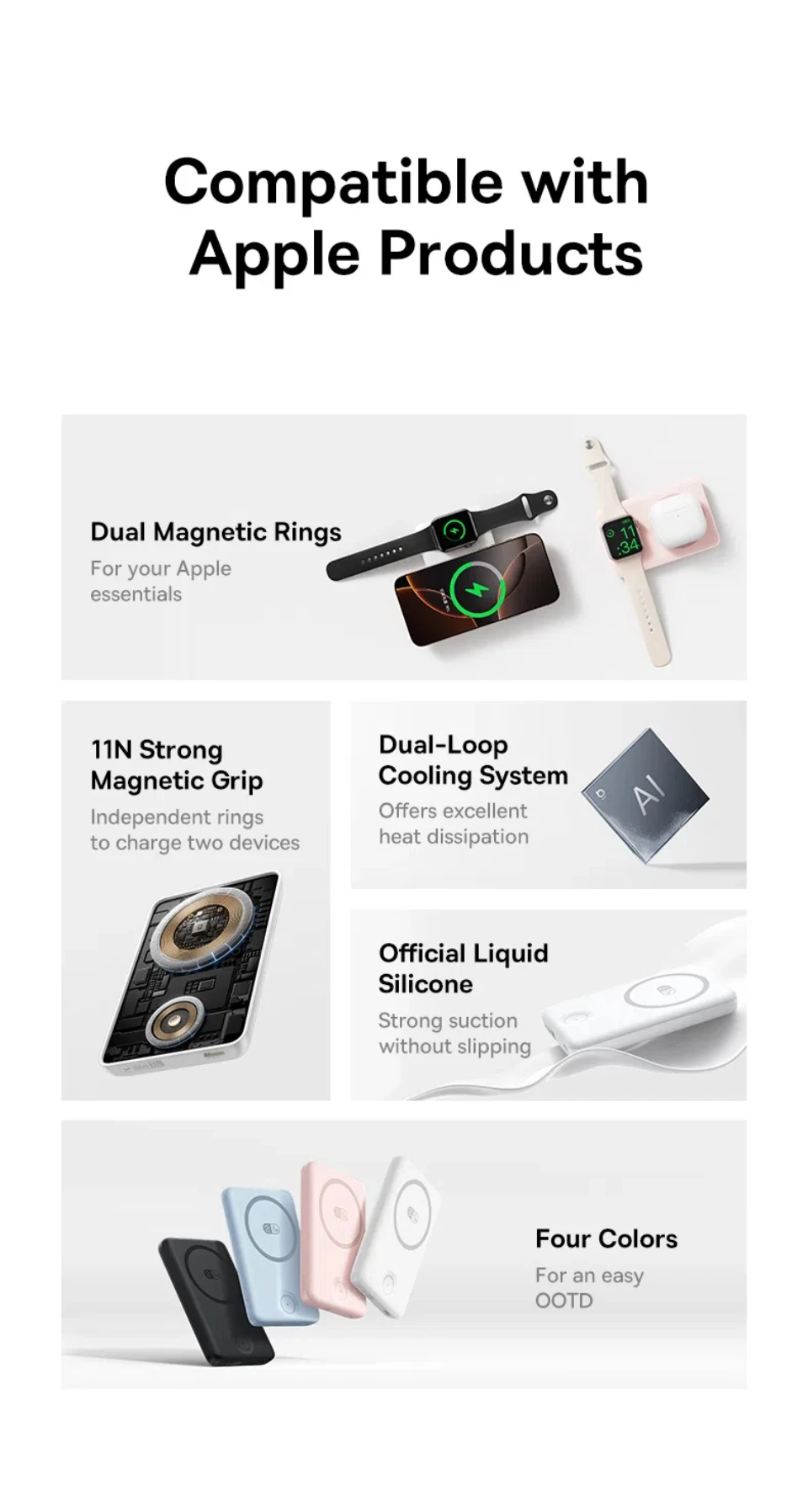 Baseus 27W Magnetic Power Bank 10000mAh 15W Wireless Charging External Battery For iPhone iWatch AirPods Samsung Xiaomi Poco