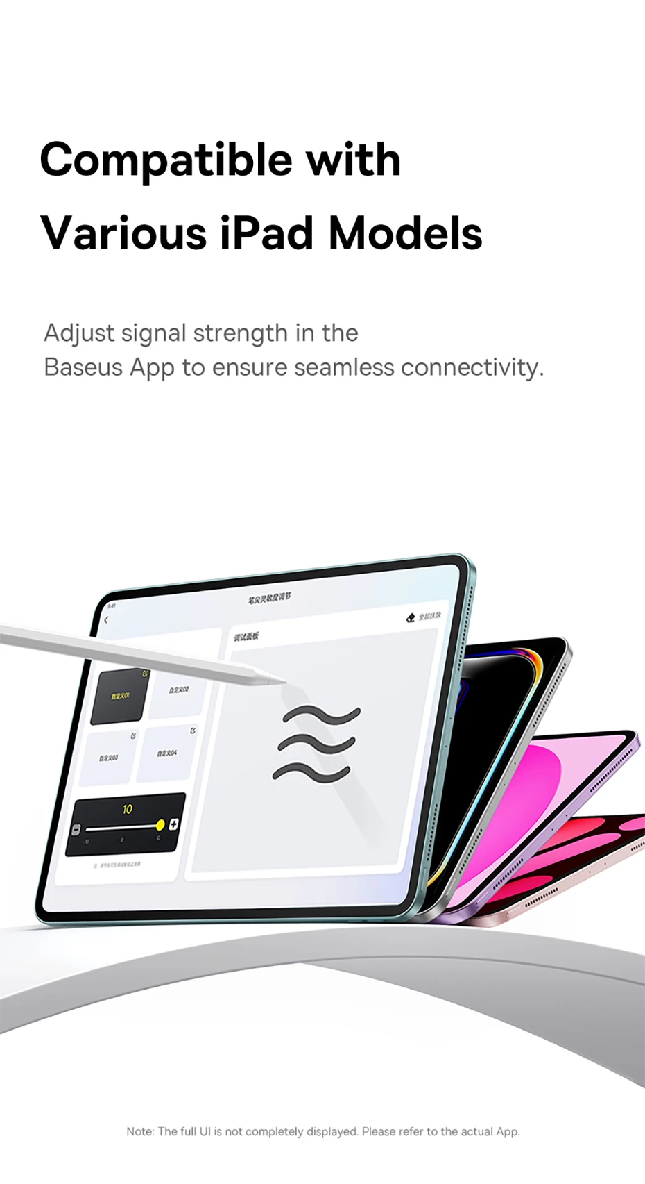Baseus Bluetooth Stylus For iPad Pro 360° Touch Operation Wired Charging Customizable Shortcuts Slide-to-Turn Page For iPad Air