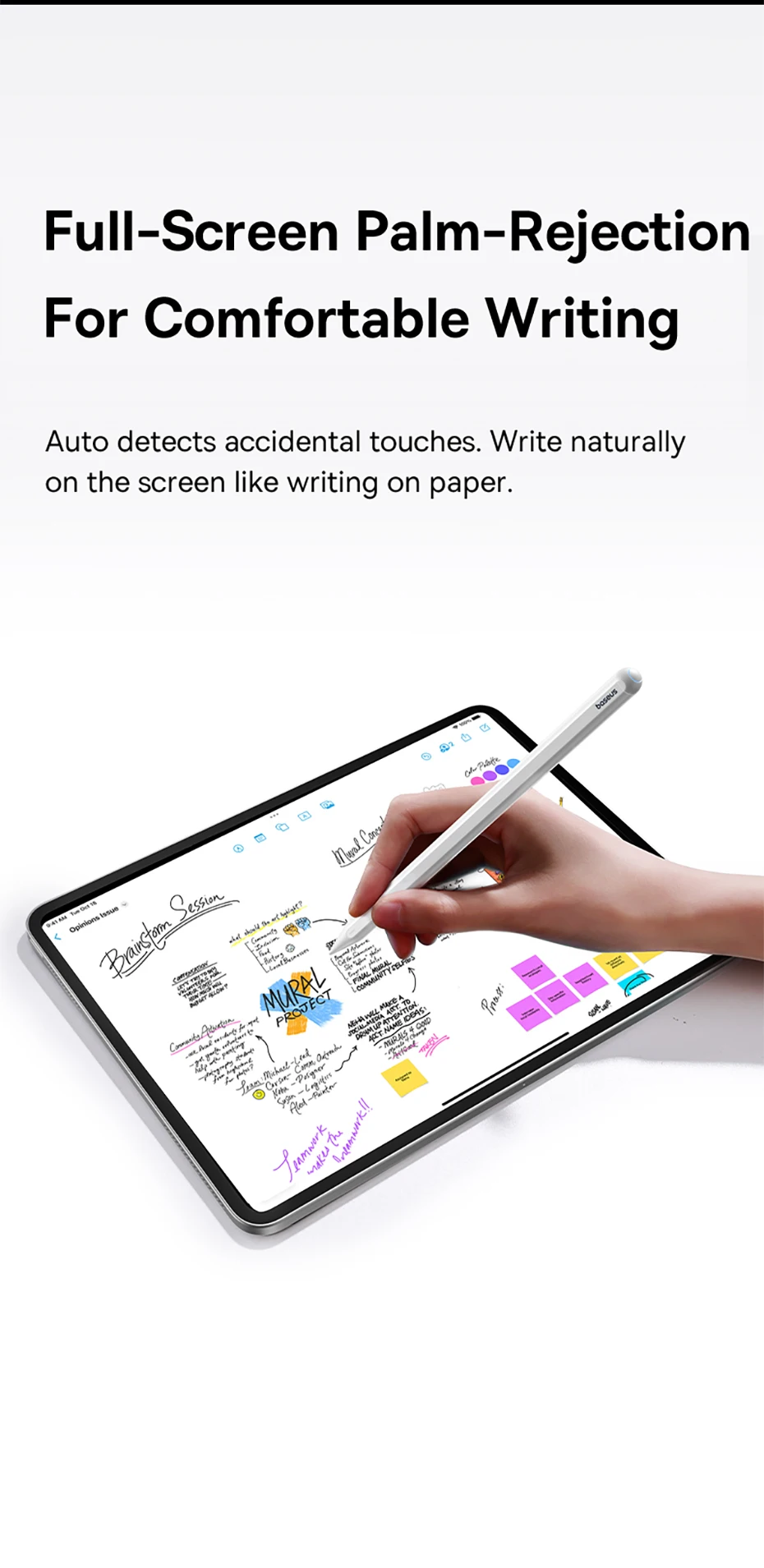 Baseus Bluetooth Stylus For iPad Pro 360° Touch Operation Wired Charging Customizable Shortcuts Slide-to-Turn Page For iPad Air