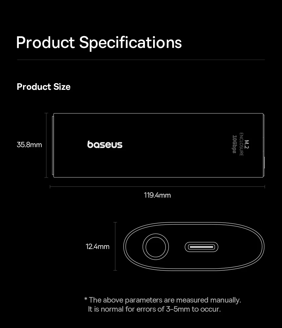 【New Sale】Baseus M2 SSD Enclosure Case 10Gbps NVMe Protocol M.2 to USB Type C 3.2 Gen2 8TB Metal External Adapter NVME SSD Case