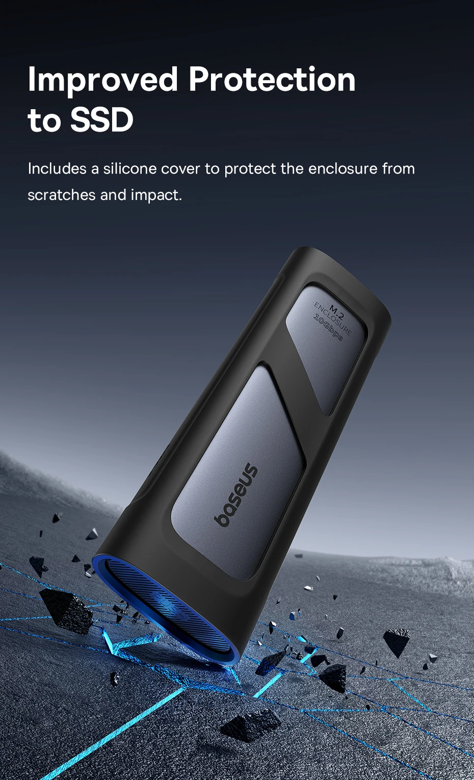 【New Sale】Baseus M2 SSD Enclosure Case 10Gbps NVMe Protocol M.2 to USB Type C 3.2 Gen2 8TB Metal External Adapter NVME SSD Case