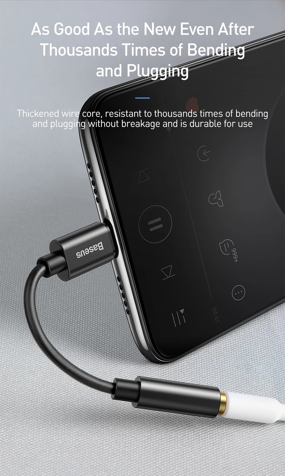 Baseus Type C to 3.5mm Earphone Jack AUX USB C Cable Headphones Adapter 3.5 Jack Audio cable For Huawei P20 Xiaomi Mi 10