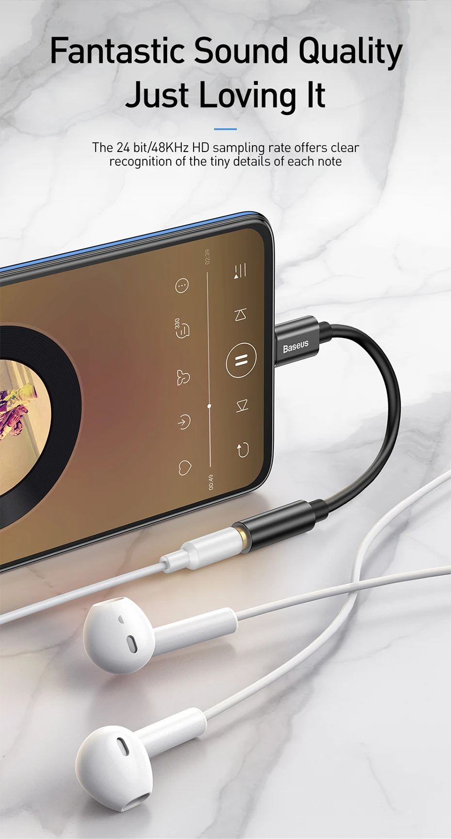 Baseus Type C to 3.5mm Earphone Jack AUX USB C Cable Headphones Adapter 3.5 Jack Audio cable For Huawei P20 Xiaomi Mi 10