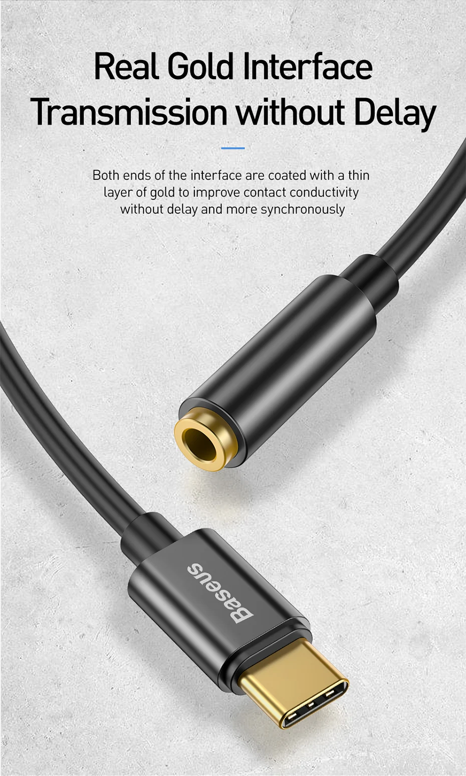 Baseus Type C to 3.5mm Earphone Jack AUX USB C Cable Headphones Adapter 3.5 Jack Audio cable For Huawei P20 Xiaomi Mi 10