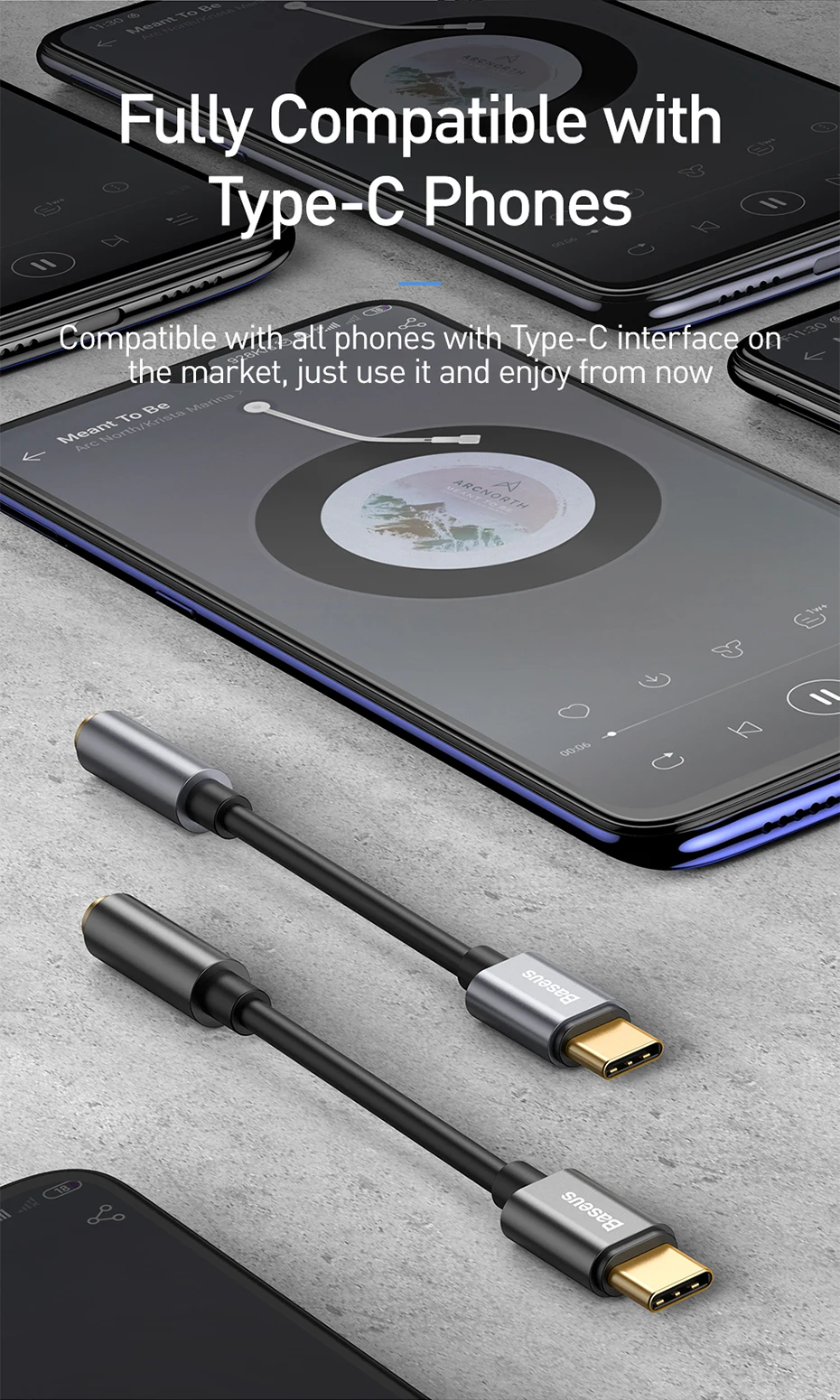 Baseus Type C to 3.5mm Earphone Jack AUX USB C Cable Headphones Adapter 3.5 Jack Audio cable For Huawei P20 Xiaomi Mi 10