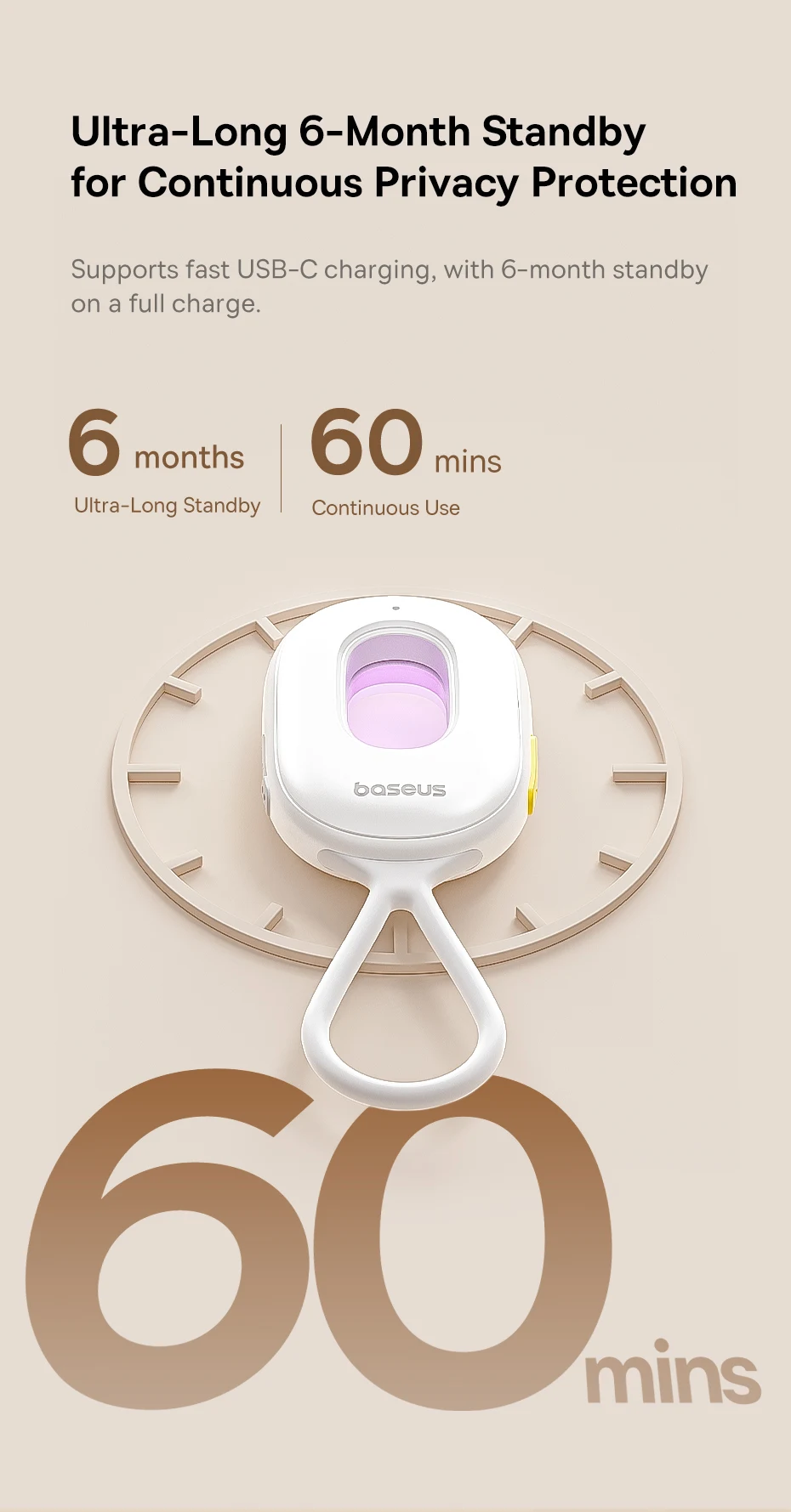 Baseus 2PCS Security Alarm Detector Upgrade Sound Protection Sensor for Door Window Camera Anti-theft Alarm Equipment Detector
