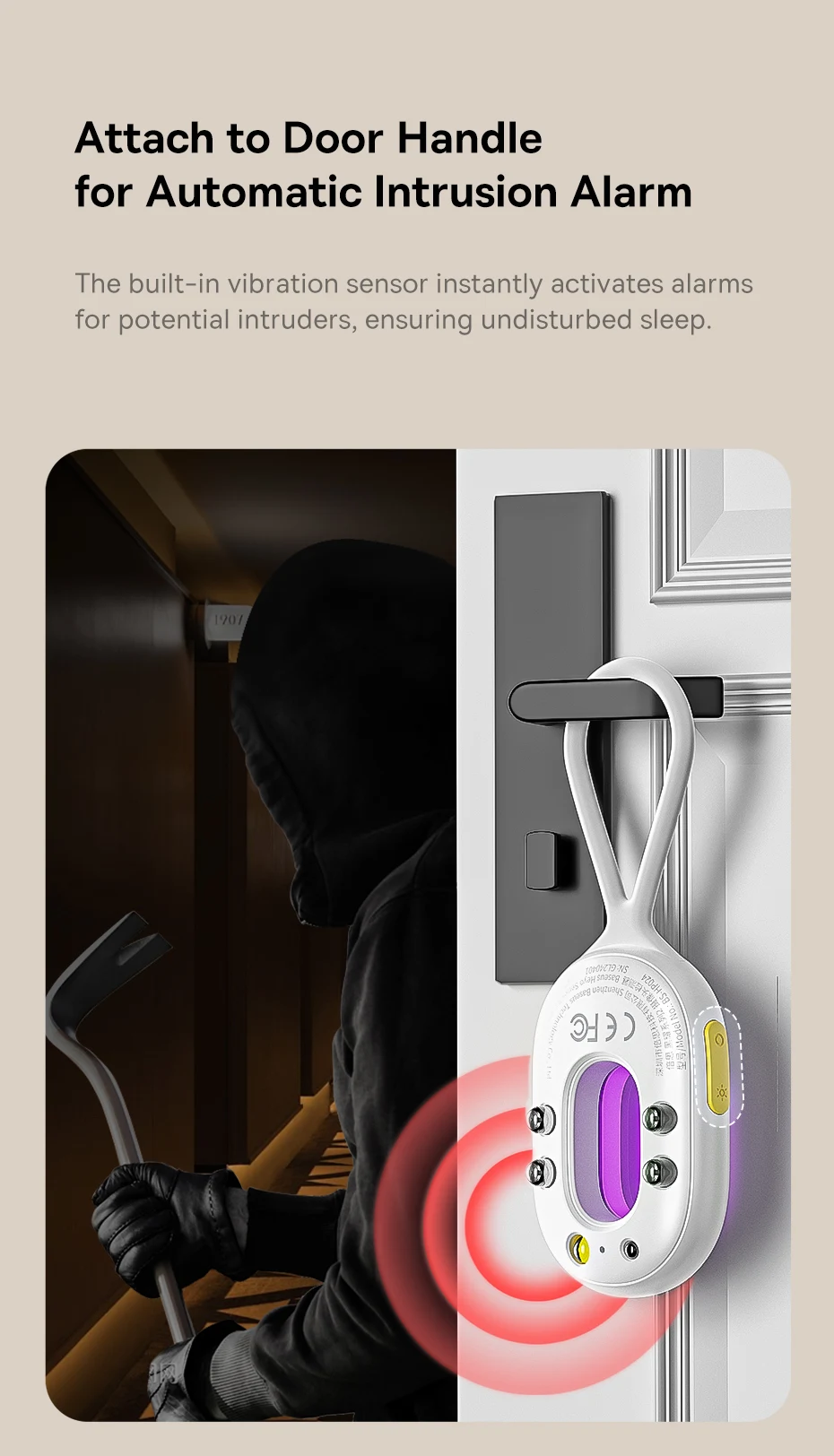 Baseus 2PCS Security Alarm Detector Upgrade Sound Protection Sensor for Door Window Camera Anti-theft Alarm Equipment Detector