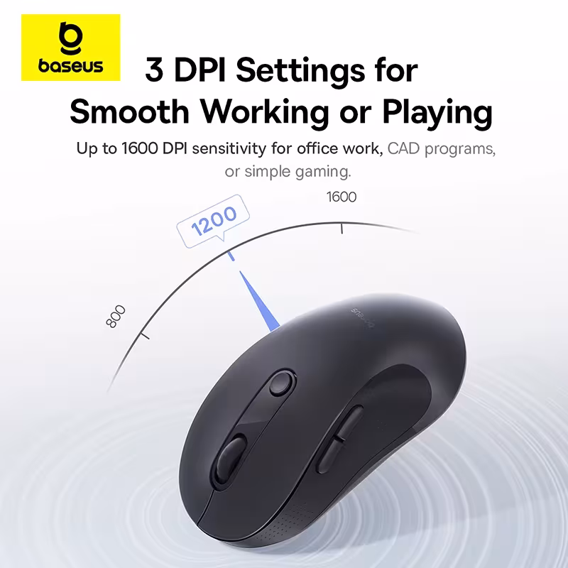 Baseus FO2 Ergonomic Wireless Mouse Bluetooth 5.3 Noiseless Click 1600DPI Baseus FO2 Ergonomic Wireless Mouse Bluetooth 5.3 Noiseless Click 1600DPI - Image 5