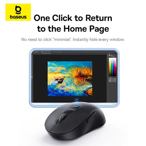 Baseus FO2 Ergonomic Wireless Mouse Bluetooth 5.3 Noiseless Click 1600DPI - Image 3