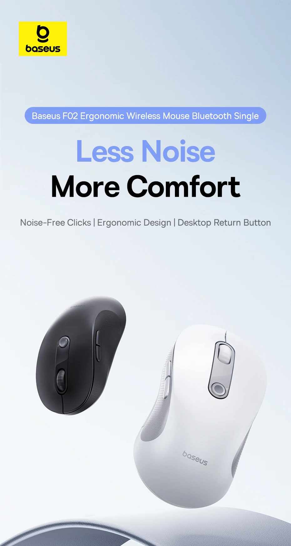 Baseus Wireless Mouse Bluetooth 5.3 2.4GHz Ergonomic 7 Silent Buttons Free Mouse Pad for MacBook Tablet Laptop Computer PC Mice