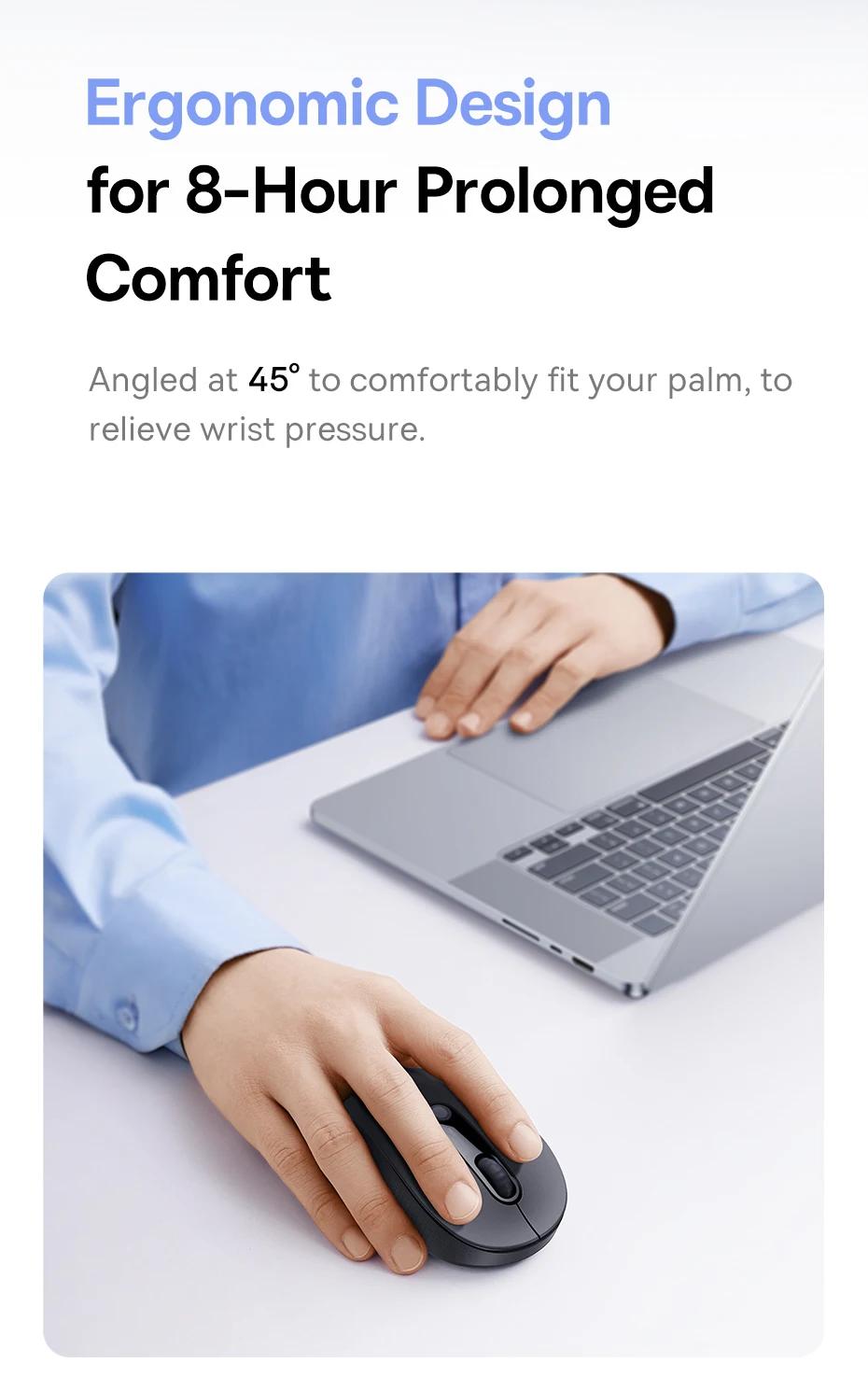 Baseus Wireless Mouse Bluetooth 5.3 2.4GHz Ergonomic 7 Silent Buttons Free Mouse Pad for MacBook Tablet Laptop Computer PC Mice