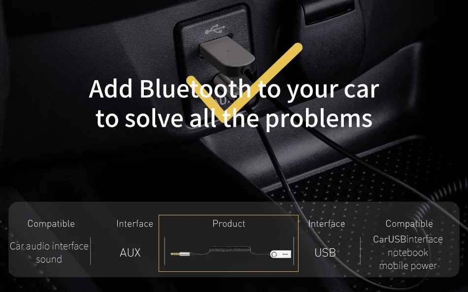 Baseus Bluetooth Transmitter Wireless Bluetooth Receiver 5.0 Car AUX 3.5mm Bluetooth Adapter Audio Cable For Speaker Headphones