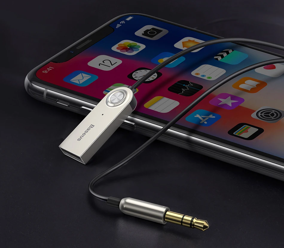 Baseus Bluetooth Transmitter Wireless Bluetooth Receiver 5.0 Car AUX 3.5mm Bluetooth Adapter Audio Cable For Speaker Headphones