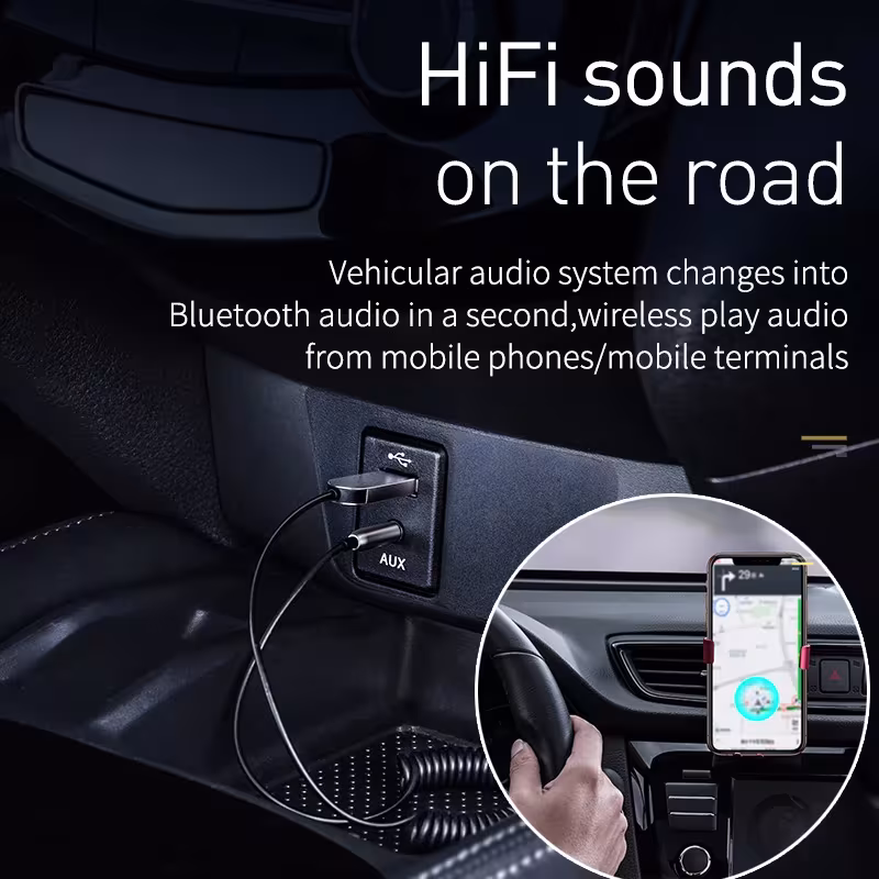 Baseus BA01 Bluetooth 5.0 Car Adapter USB AUX Wireless Audio Receiver Hands-Free Call Baseus BA01 Bluetooth 5.0 Car Adapter USB AUX Wireless Audio Receiver Hands-Free Call - Image 2