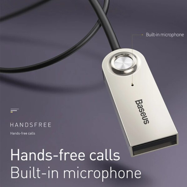 Baseus BA01 Bluetooth 5.0 Car Adapter USB AUX Wireless Audio Receiver Hands-Free Call - Image 3