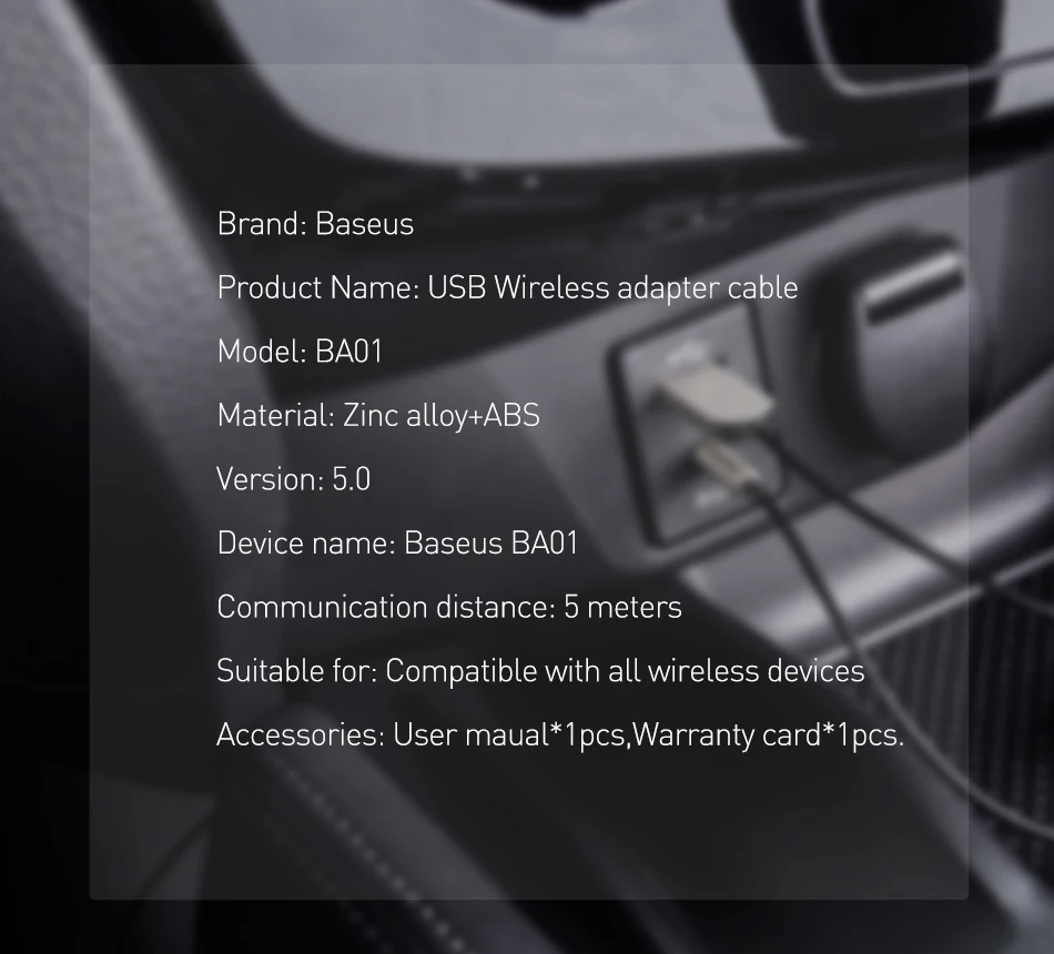 Baseus Bluetooth Transmitter Wireless Bluetooth Receiver 5.0 Car AUX 3.5mm Bluetooth Adapter Audio Cable For Speaker Headphones