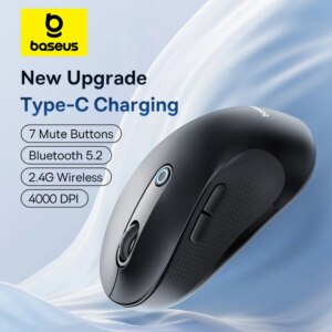 Baseus FO2 Ergonomic Wireless Mouse 4000DPI Bluetooth 5.2 & 2.4G Dual Mode Type-C Charging