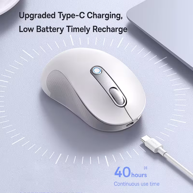 Baseus FO2 Ergonomic Wireless Mouse 4000DPI Bluetooth 5.2 & 2.4G Dual Mode Type-C Charging Baseus FO2 Ergonomic Wireless Mouse 4000DPI Bluetooth 5.2 & 2.4G Dual Mode Type-C Charging - Image 2