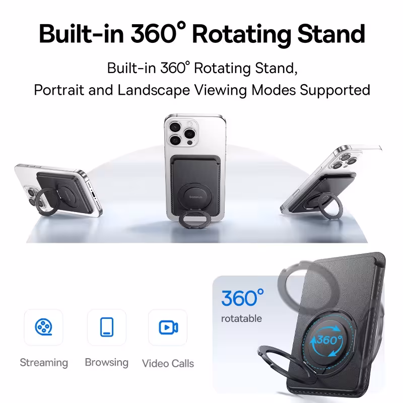 Baseus MagPro 3 Magnetic Wallet Stand for iPhone 12-16 Series | Slim Magsafe Card Holder with 360° Rotatable Stand Baseus MagPro 3 Magnetic Wallet Stand for iPhone 12-16 Series | Slim Magsafe Card Holder with 360° Rotatable Stand - Image 5