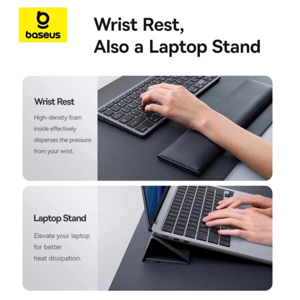 Baseus MagPro Series II Smart Desk Mat Basic Edition - Multifunctional PU Leather Desk Pad with Tablet Stand & Wrist Rest - Image 2