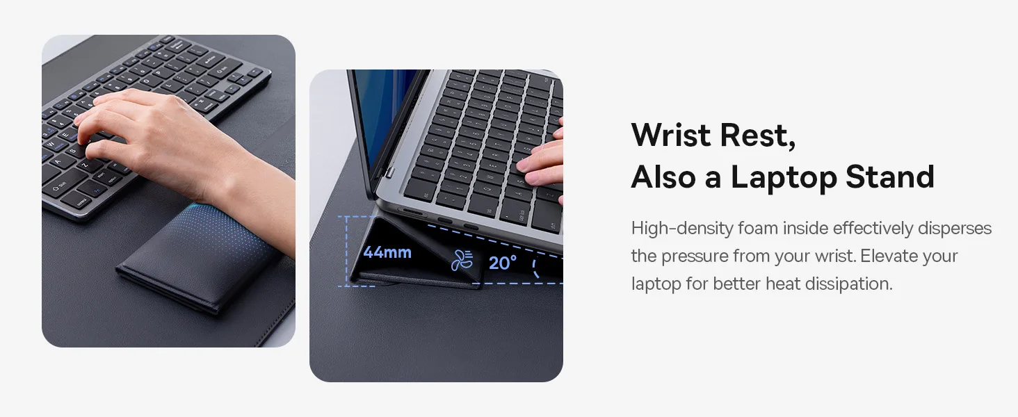 Baseus 3 in 1 Desk Mat Multifunction Mouse Pad Ergonomic Design Wrist Rest Laptop Keyboard Stand Smart Bracket Soft PU Mice Pad