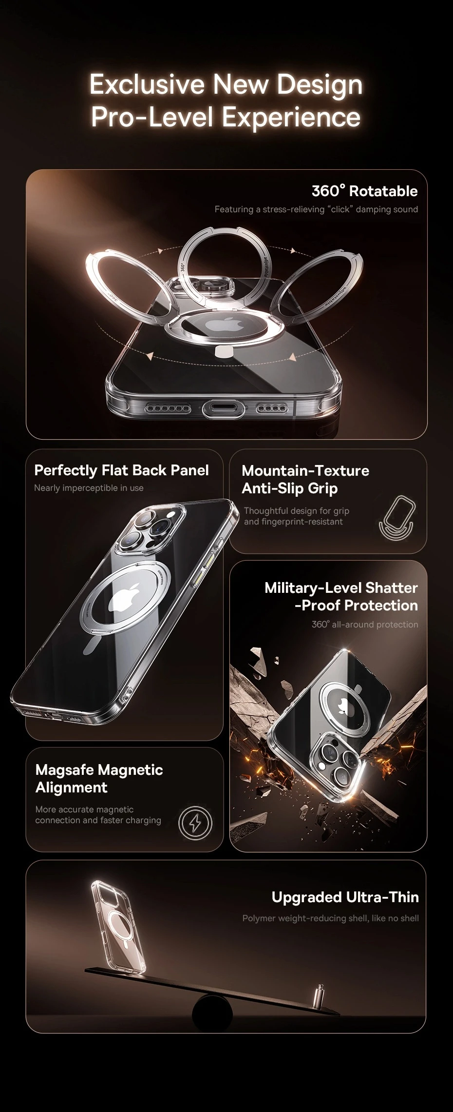 Baseus Stand Magnetic Case For iPhone 17 16 Pro Max 17 Air 360° Rotatable Bracket Wireless Charging For MagSafe Kickstand Case